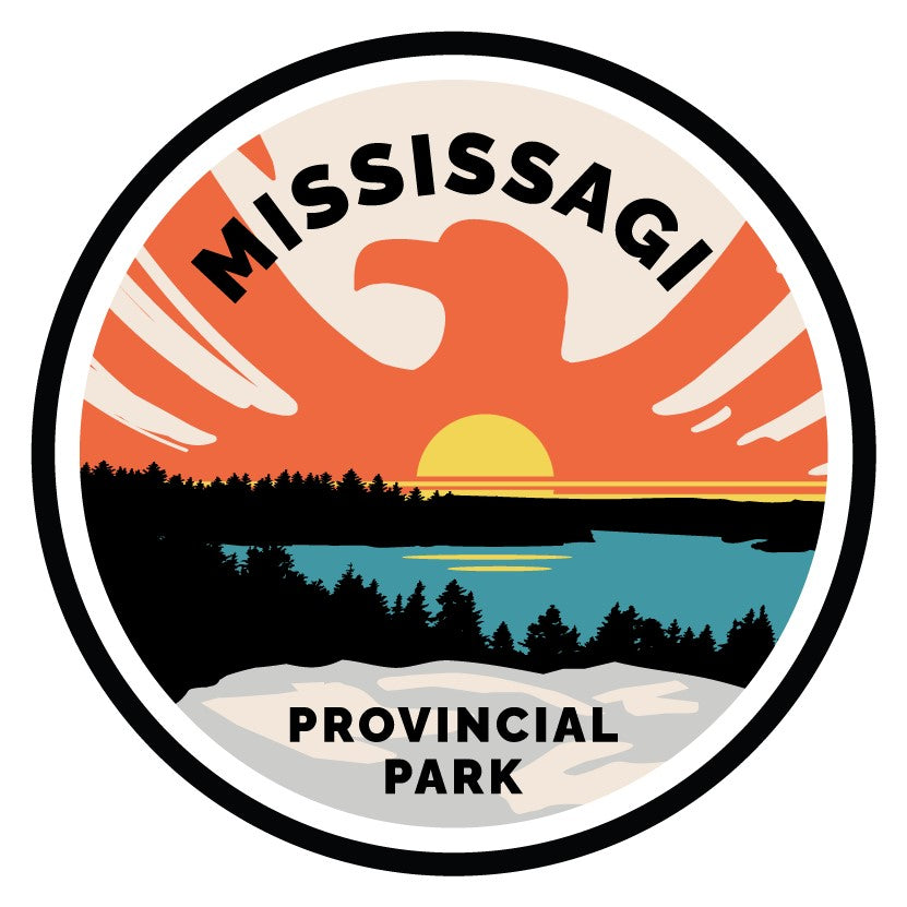 Round park crest sticker for Mississagi Provincial Park