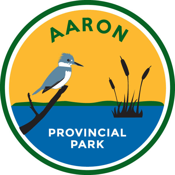 Round park crest sticker for Aaron Provincial Park
