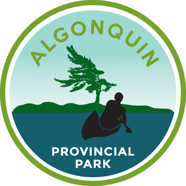 Round park crest sticker for Algonquin Provincial Park