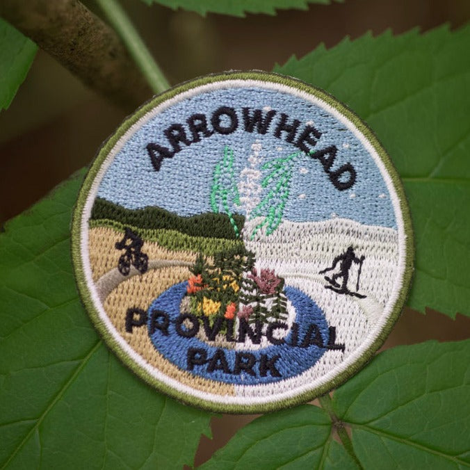Round embroidered park crest patch for Arrowhead Provincial Park