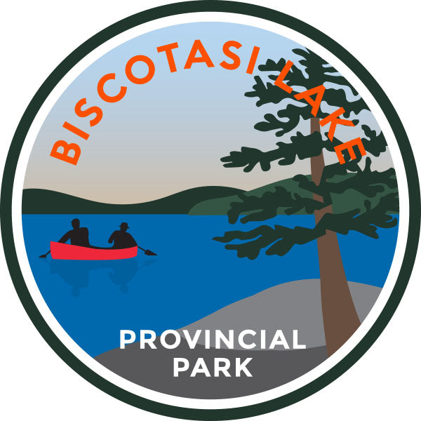 Round park crest sticker for Biscotasi Provincial Park