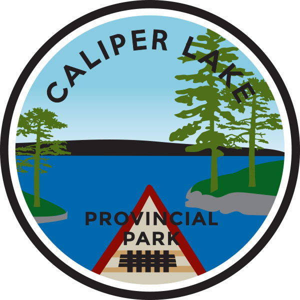 Round park crest sticker for Caliper Lake Provincial Park