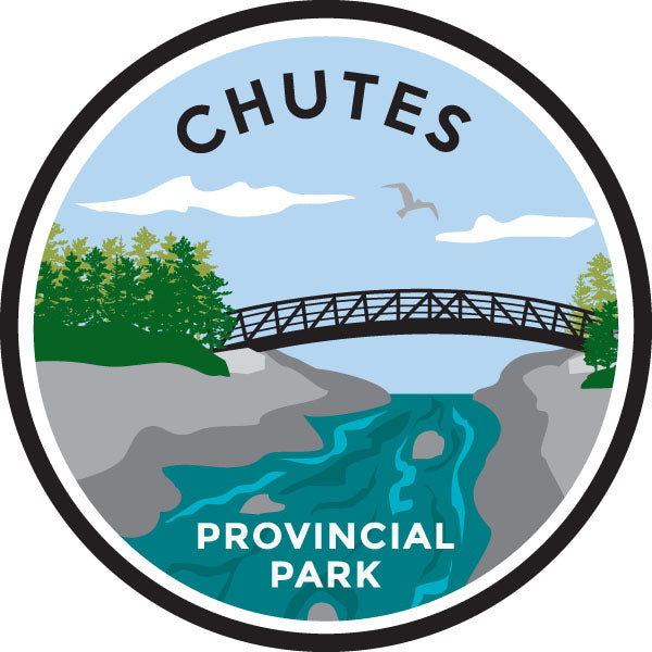 Round park crest sticker for Chutes Provincial Park
