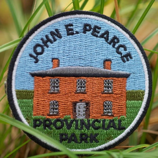 Round embroidered park crest patch for John E Pearce Provincial Park