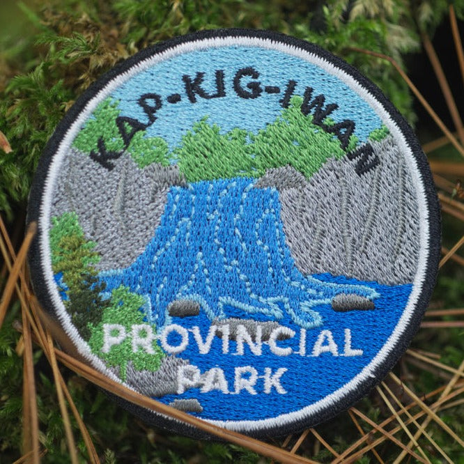 Round embroidered park crest patch for Kap-Kig-Iwan Provincial Park