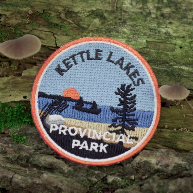 Round embroidered park crest patch for Kettle Lakes Provincial Park