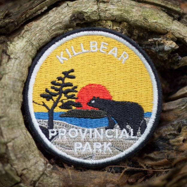 Round embroidered park crest patch for Killbear Provincial Park