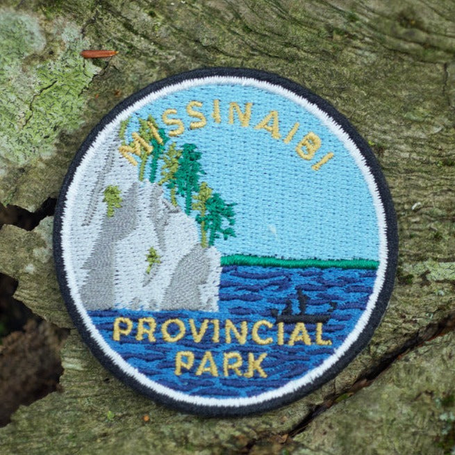 Round embroidered park crest patch for Missinaibi Provincial Park