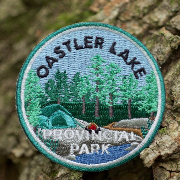 Round embroidered park crest patch for Oastler Lake Provincial Park