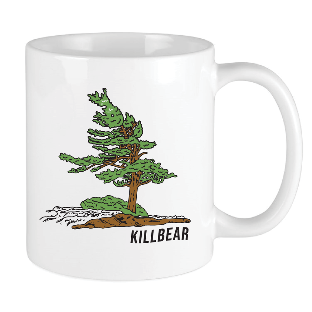 Design file for Peace Collective mug, showcasing Killbear Provincial Park's iconic leaning tree. 