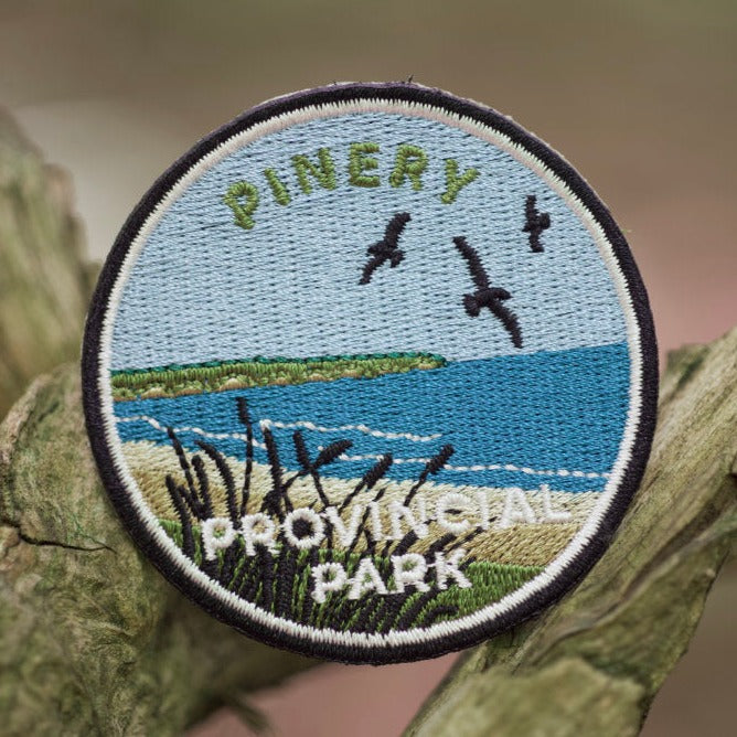 Round embroidered park crest patch for Pinery Provincial Park