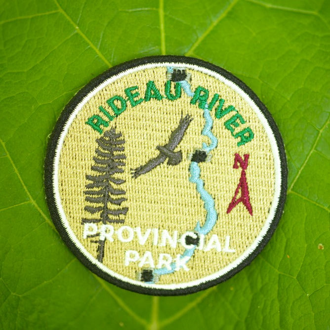 Round embroidered park crest patch for Rideau River Provincial Park