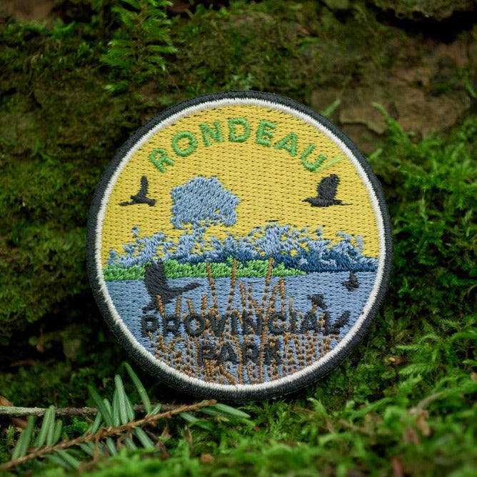 Round embroidered park crest patch for Rondeau Provincial Park