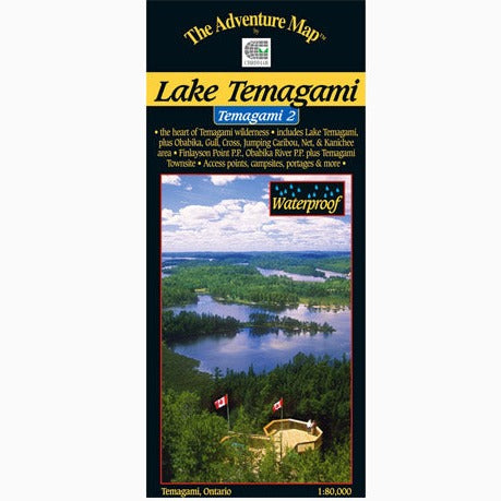 Lake Temagami: Temagami 2 waterproof map. 1:80,000 scale. Cover image. 