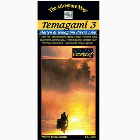 Temagami 3: Marten & Temagami Rivers Area waterproof map. 1:50,000 Scale. Cover image. 