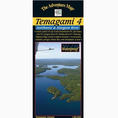 Temagami 4: Northwest and Sturgeon River waterproof map. 1:80,000 Scale. Cover image. 