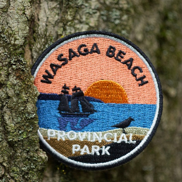 Round embroidered park crest patch for Wasaga Beach Provincial Park
